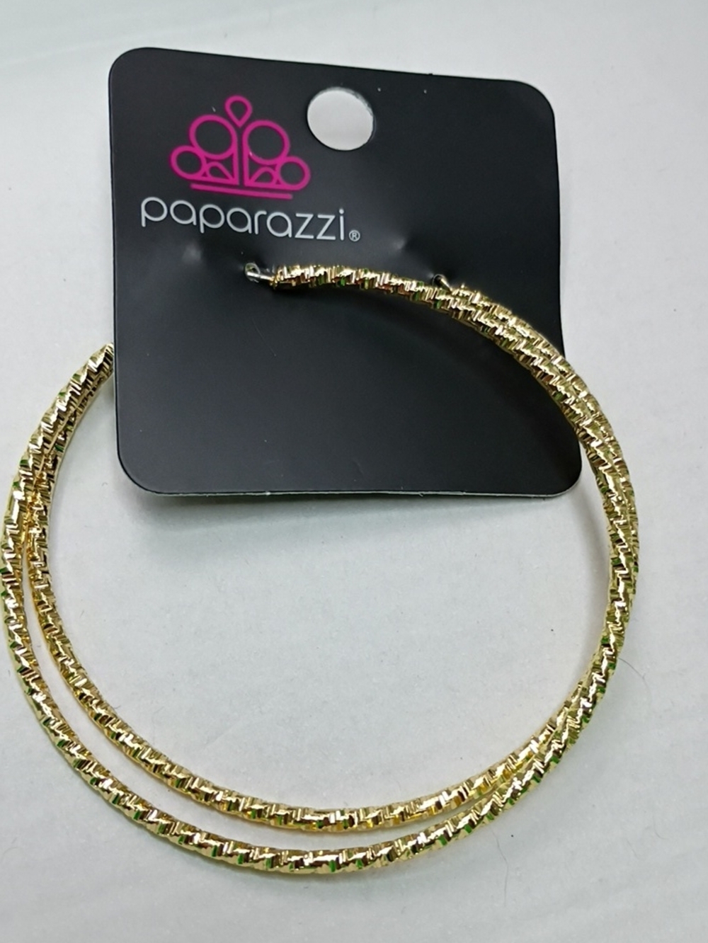 Paparazzi Shimmering Gold Textured Hoop Earrings